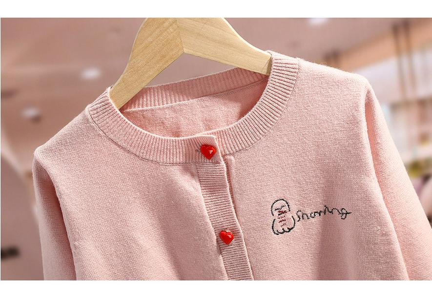 Girls' 2025 Spring/Autumn Round Neck Cardigan: Stylish Single-Breasted Knitwear