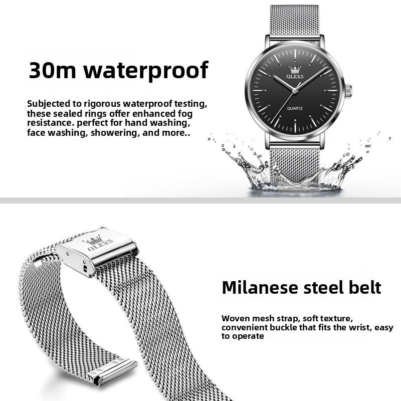 OLEVS Slim Style Bracelet Watch, Simple Design, Suitable for Students, Water-resistant Quartz Men's Watch, Men's Watch