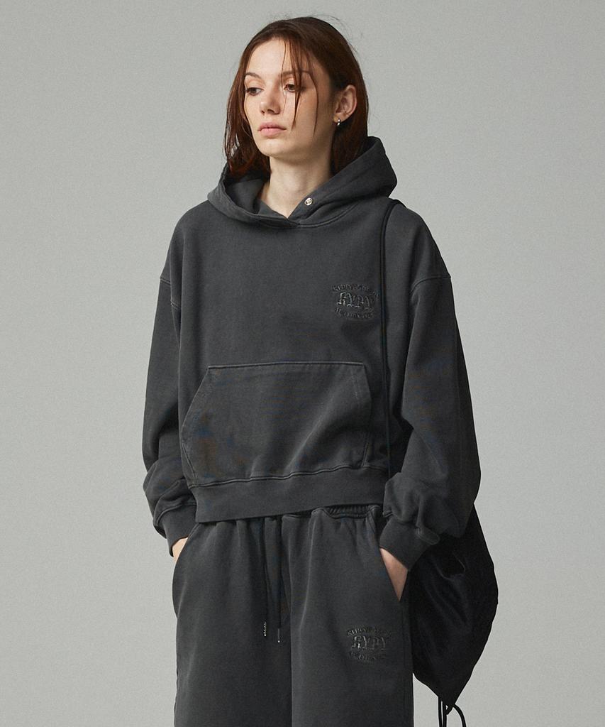 PIGMENT Authentic Embroidered Crop Hoodie Wine