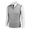 Pánská vesta svetr s výstřihem do V bez rukávů Slim Fit Colorblock Pletený svetr Slim Fit Střední délka Zahuštěný svetr preppy a business stylu