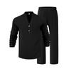 2026 Men's Casual Loose Fit Linen Sports Suit with Long Sleeves