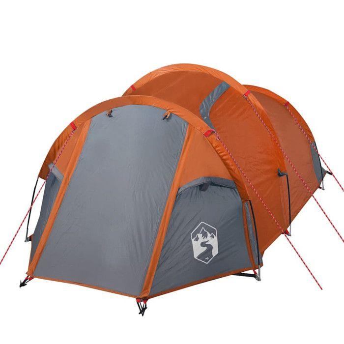 VidaXL Tente de Camping Tunnel 2 Personnes, Tente d'Ombrage avec Sac de Transport, Auvent de Camping, Abri de Jardin, Orange 94388