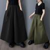 Women's Wide-Leg Pants Plus Size Vintage Elastic High Waist Pants Pocket Pants