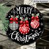 2D Flat, 1pc Vintage Metal Christmas Sign - Retro Farmhouse Decor with Snowflakes and Red Bows - Durable Aluminum Indoor/Outdoor Holiday Decor