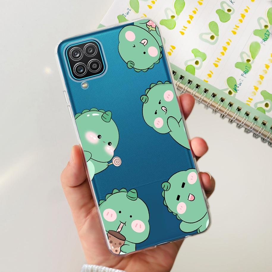 For Samsung Galaxy A12 Case Transparent Cover Fashion Flower Slim Soft TPU Phone Case For Samsung A12 SM-A125F M12 F12 A 12 Capa