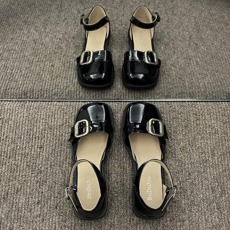 Fashion Closed Sandals for Women Mary Jen Woman Shoes on Offer Anti Slip Hot Shoe Comfortable and Elegant Vip 2025 Luxury Korea Sandal
