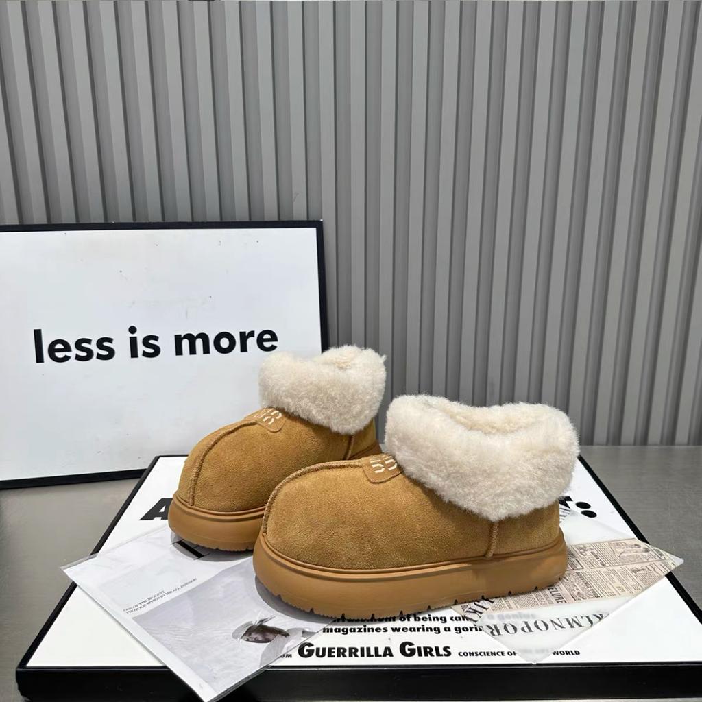 Papuci mat cu cap mare, cu talpă groasă, îmbrăcăminte pentru femei, cizme de zăpadă retro versatile, geantă pentru creșterea în înălțime pentru bărbați mici, pantofi de bumbac jumătate-papuci