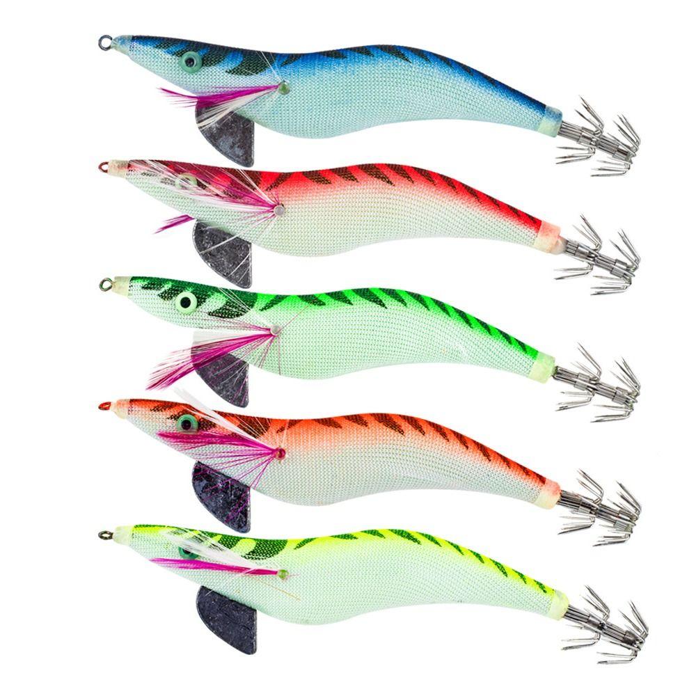 Green Blue Red Yellow Wood Shrimp Lures ABS Fishing Bait New Octopus Lure Fishing Accessories