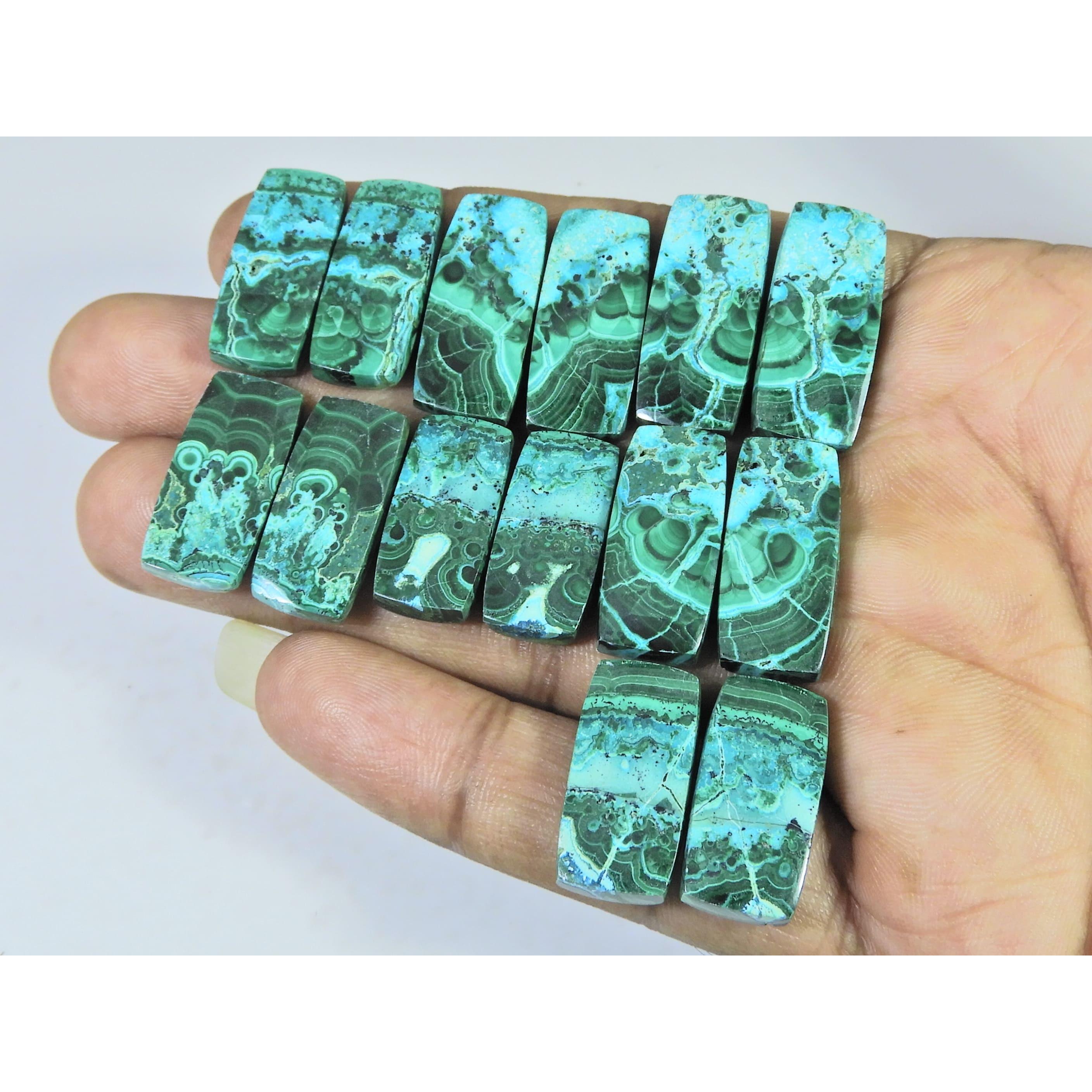 Natural Chrysocolla Malachite Octagon Cabachon Loose Gemstone 07 Pcs Lot C-2794