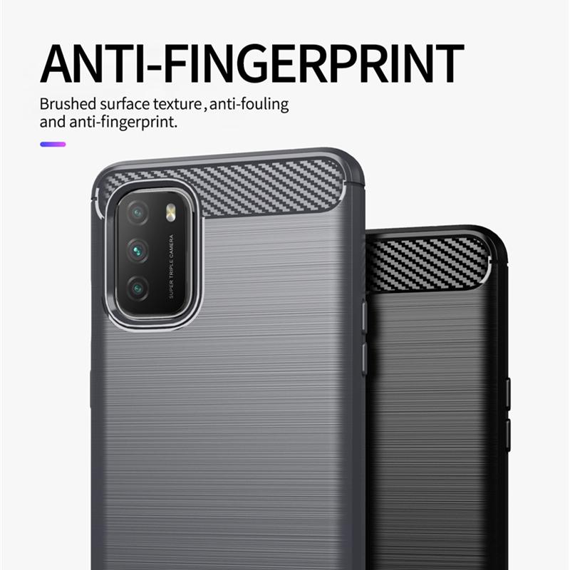 For Xiaomi Poco M3 Case Carbon Fiber Shockproof Soft Silicone Cover for Xiaomi Poco X3 NFC Poco F2 Pro for Redmi 9 9A 9C Mi 10T