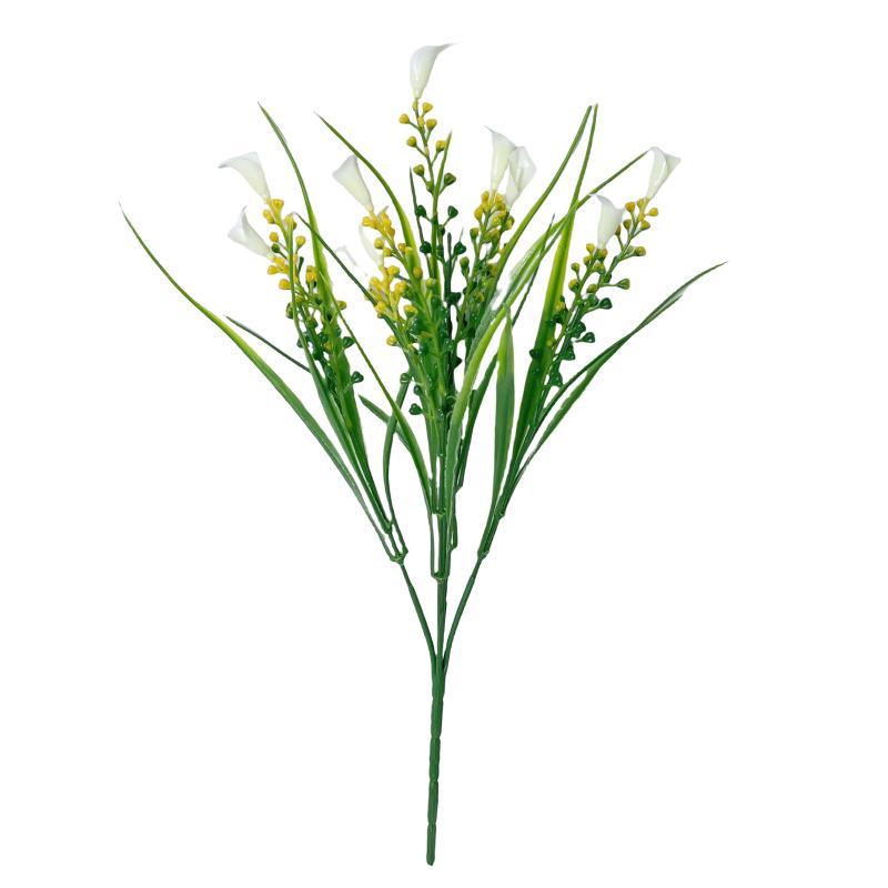 5-Fork Calla Lily Artificial Flower Bouquet for Hotel, Restaurant, or Outdoor Decor