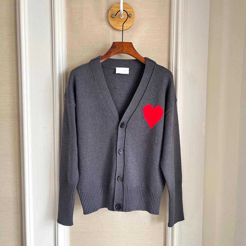 

Love AMI Unisex French V-Neck Loose Knit Cardigan Sweater Extra Small сірий колір