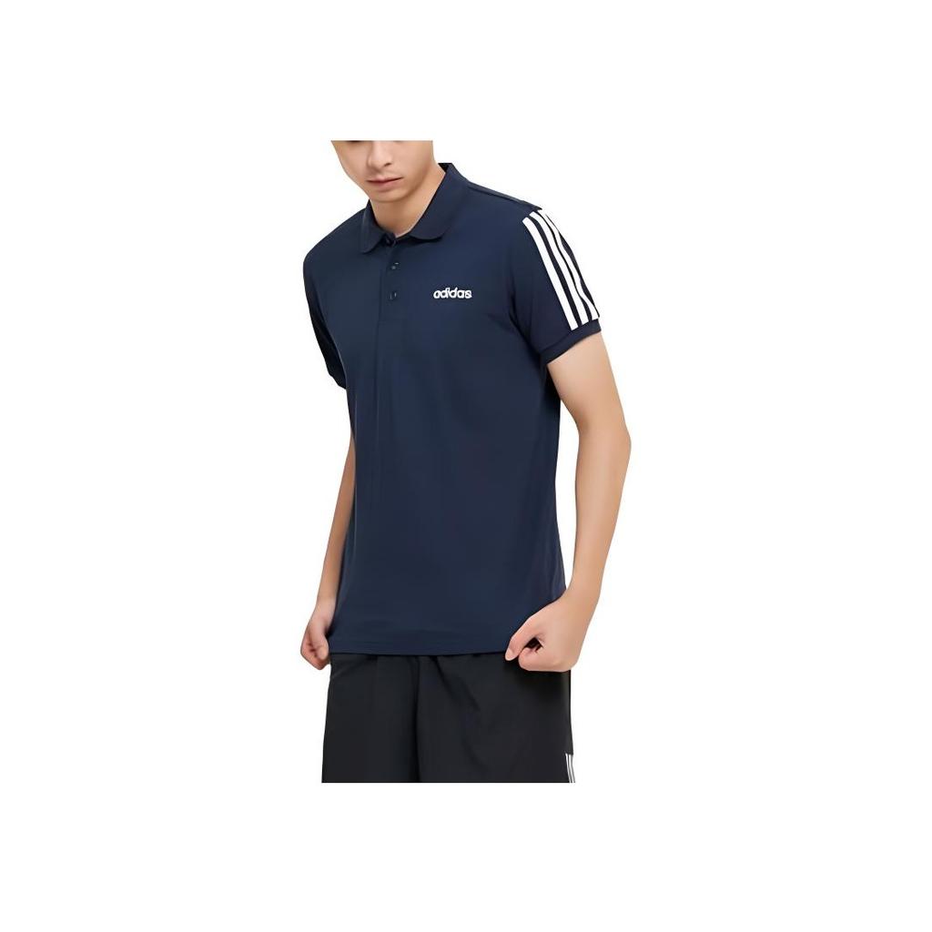 Adidas Solid Color Casual Short Sleeve Polo Shirt Men Tops Legend-Ink-Blue EJ0925