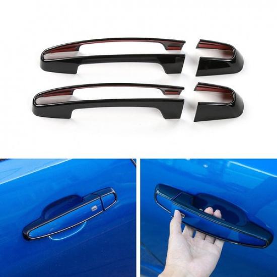 2x Exterior Door Handle Frame Trim For Chevrolet Camaro 2017+ Black Accessories