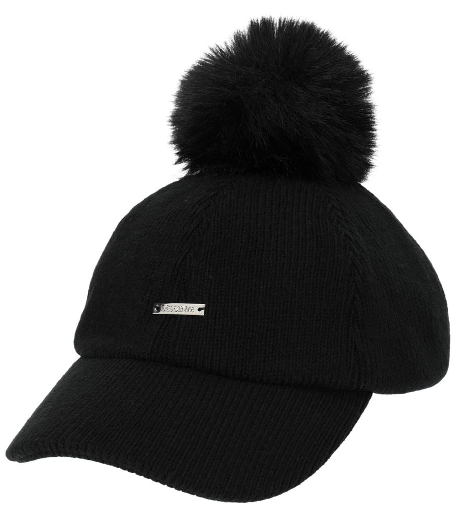 Descente Golf Knit Cap with and Black Women's Pon-Pon Design, Moisture-Wicking, Quick-Drying, Antibacterial, Odor-Resistant, (DGCWJC04, BK00)