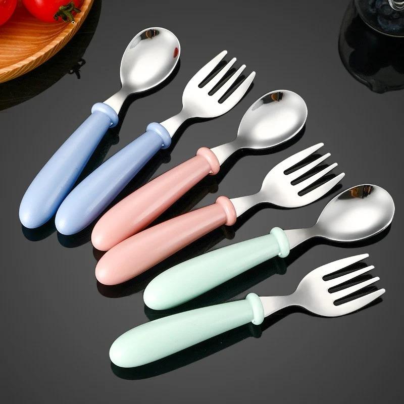 3pcs 304 Stainless Steel Portable Tableware Set Outdoor Spoon and Fork Student Portable Tableware Set Baby Feeding Spoon Box