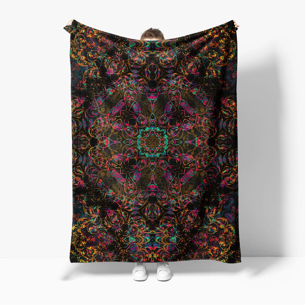 Vibrant Colorful Abstract Floral Print Fleece Blanket Throw Soft Warm Bed Sofa Decorative Gift 75x100cm