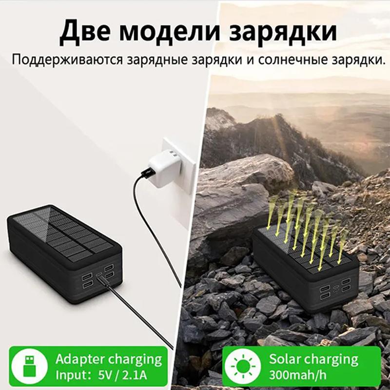 200000mAh Mobile Solar Power Bank Supporting Fast Wireless Charging for LED Lights and Flashlights
