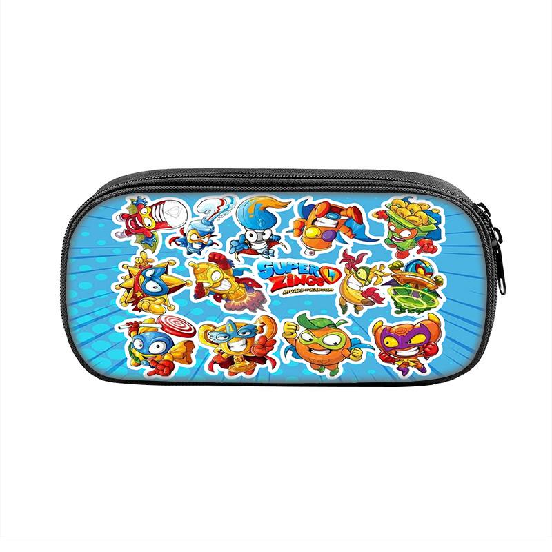 Super Zings Cartoon Pen Box Bag for Student Big Capacity School Supplies Zipper Game Pencilcases Children's Birthday Gift