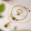 Natural Jade Green Pixiu Bracelet: Gilded Retro Good Luck Sand Gold with Classic Gold Coin and Copper Coin.