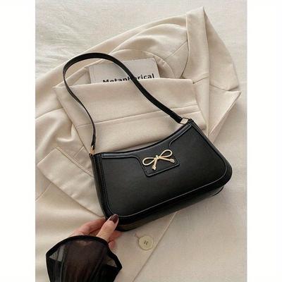 Elegant Crescent-Shaped Underarm Shoulder Bag for Women, Chic Casual Fashion, Solid Color Underarm Bag