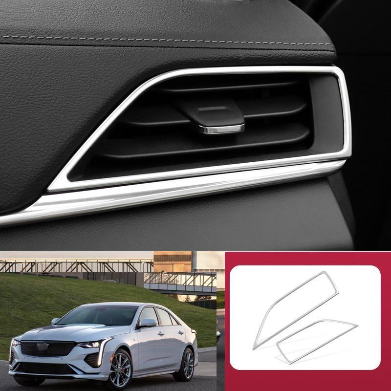 Silver Steel Console L&R Air Outlet Vent Frame For Cadillac CT4-V CT4 2020-2025