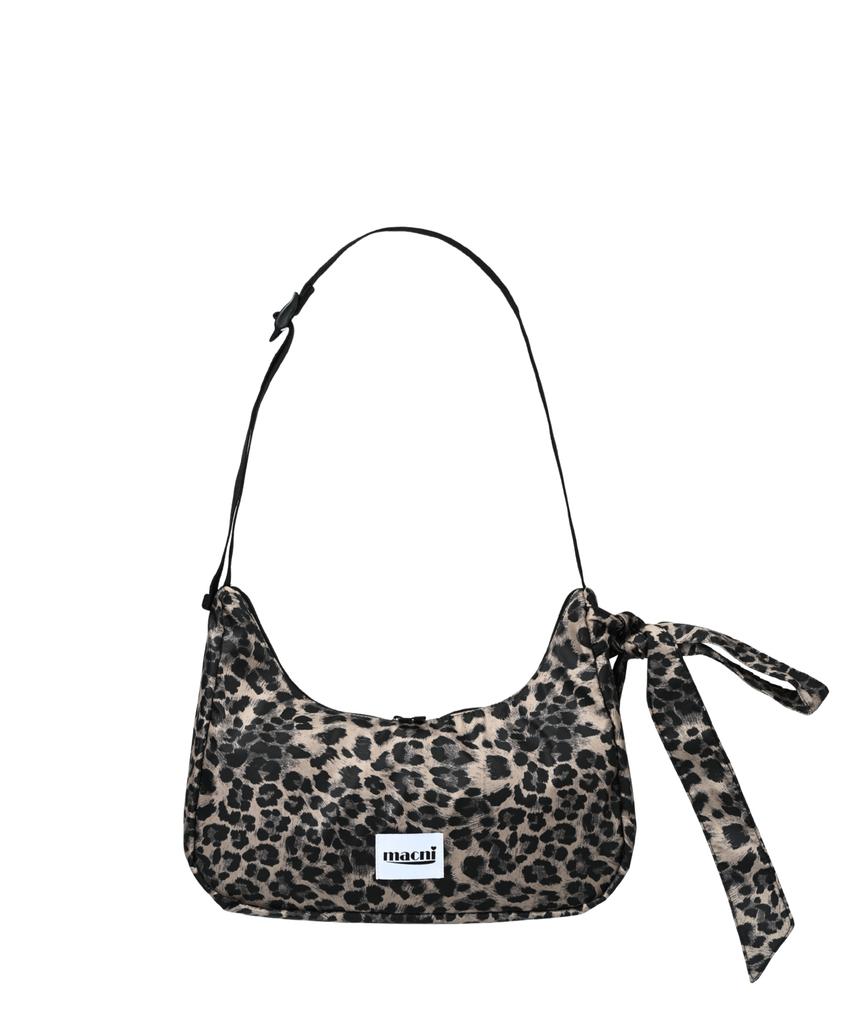 Macni Ribbon Crescent Cross Bag Leopard