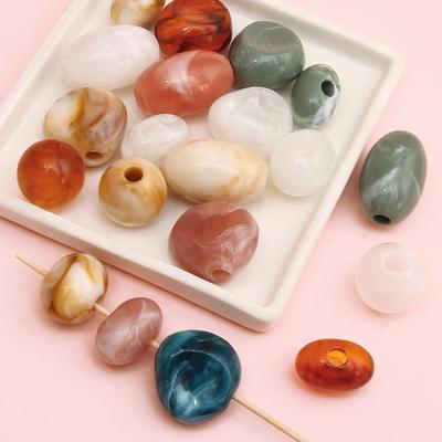 Acrylic Two-Tone Unique Loose Beads for DIY Jewelry and Retro Accessories