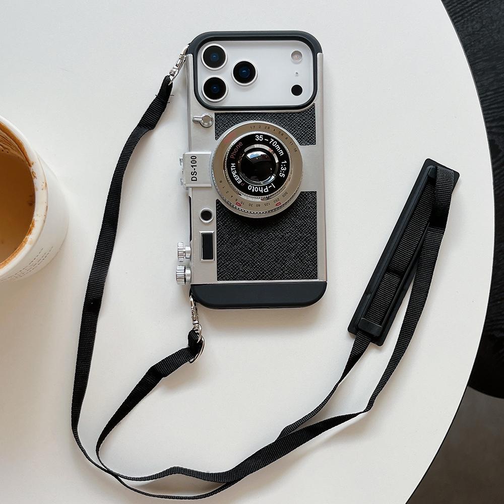 Kamera Muster Crossbody Lanyard Seil Handyhülle Für iPhone 17 16 15 14 13 12 11 Pro Max Weiche Stoßfeste Silikonhülle Mädchen