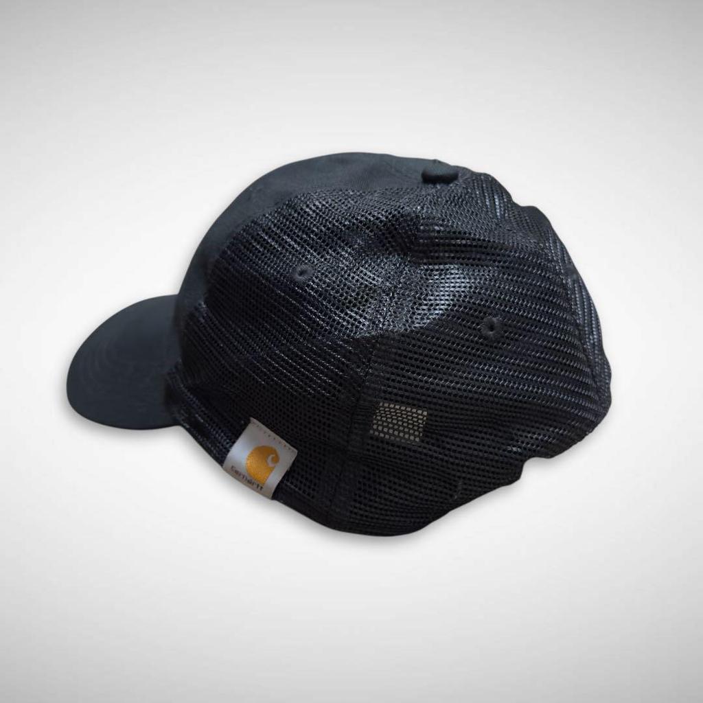[USED] Carhartt Black Duck Mesh Cap, Solid Black Hat, Carhartt Snapback