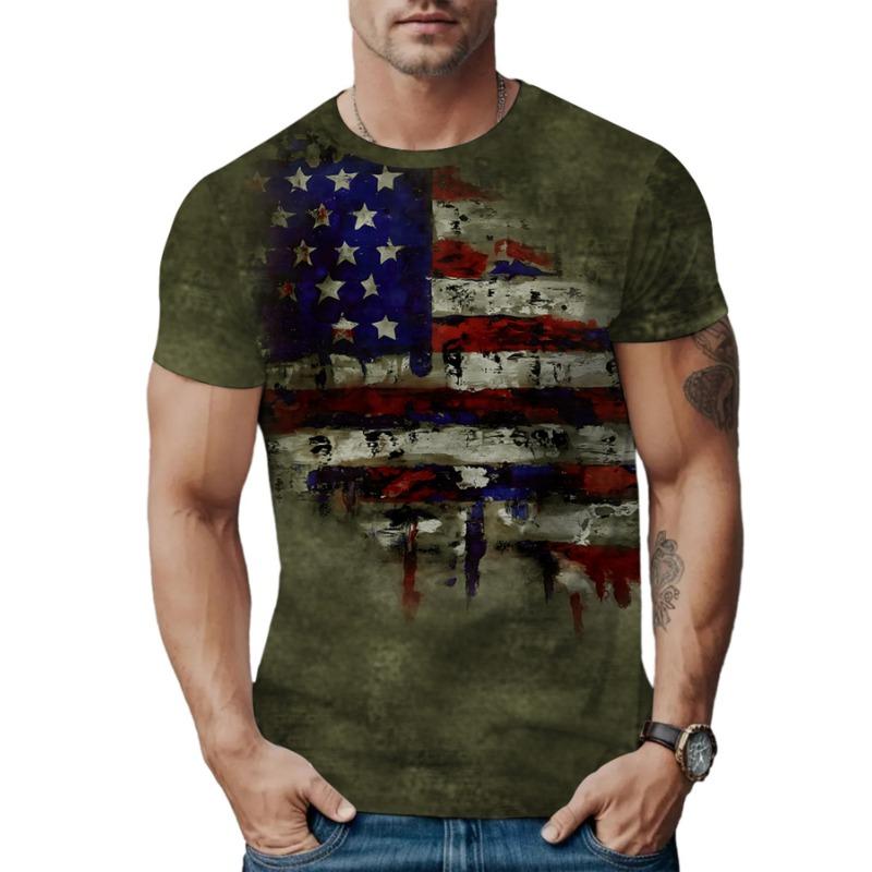 Summer Round Neck 3D Print Top Fashionable Casual Short Sleeved Men's T-shirts