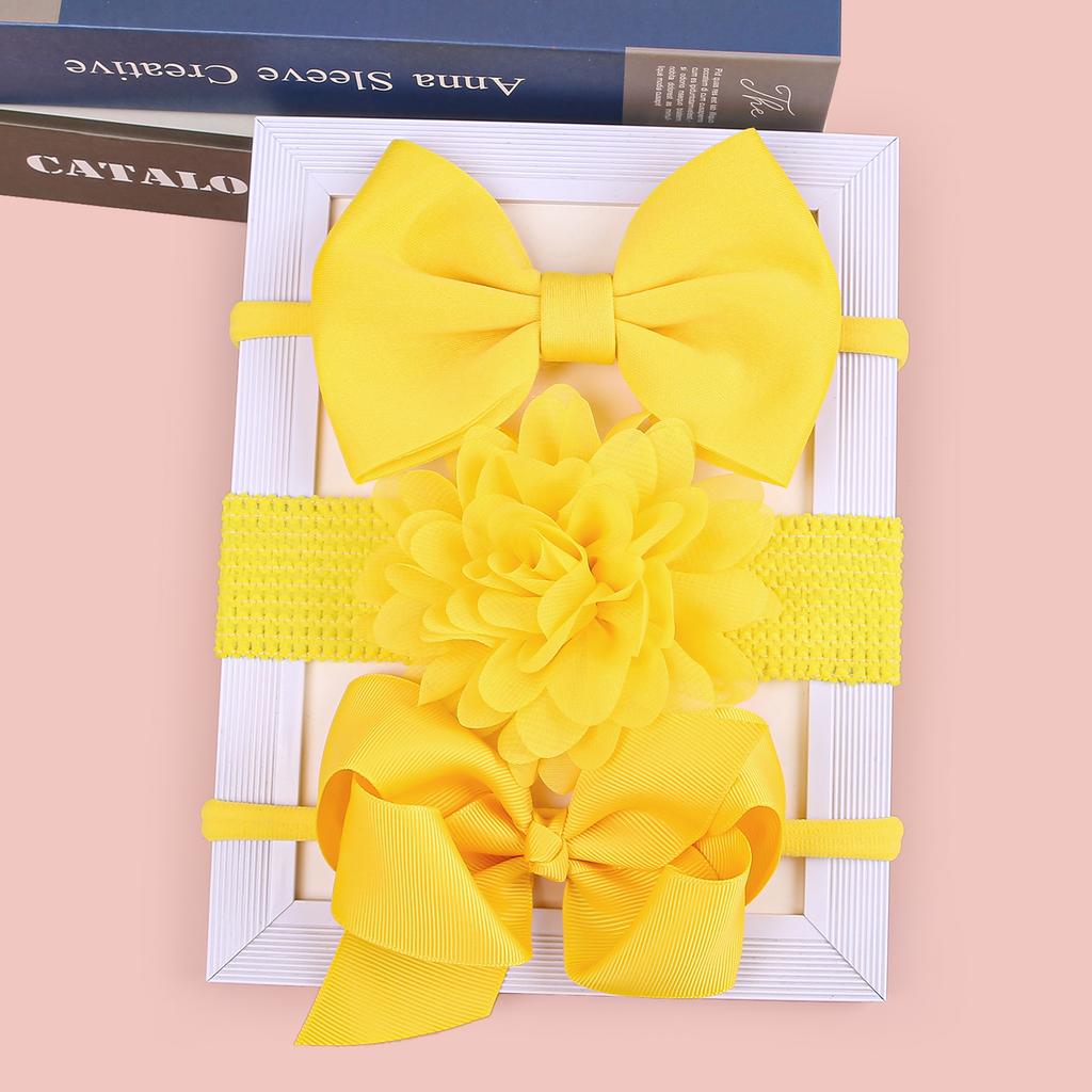 3PCS Chiffon Flower Headbands Baby Girls Hair Bows Headband Elastic Soft Nylon Hairbands for Baby Turban Infant Hair Accessories