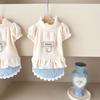 Autumn and Winter Pet Thick Dress with Bubble Sleeves Sweatshirt Teddy Cat Base Shirt Puppy Clothes for Small Dogs