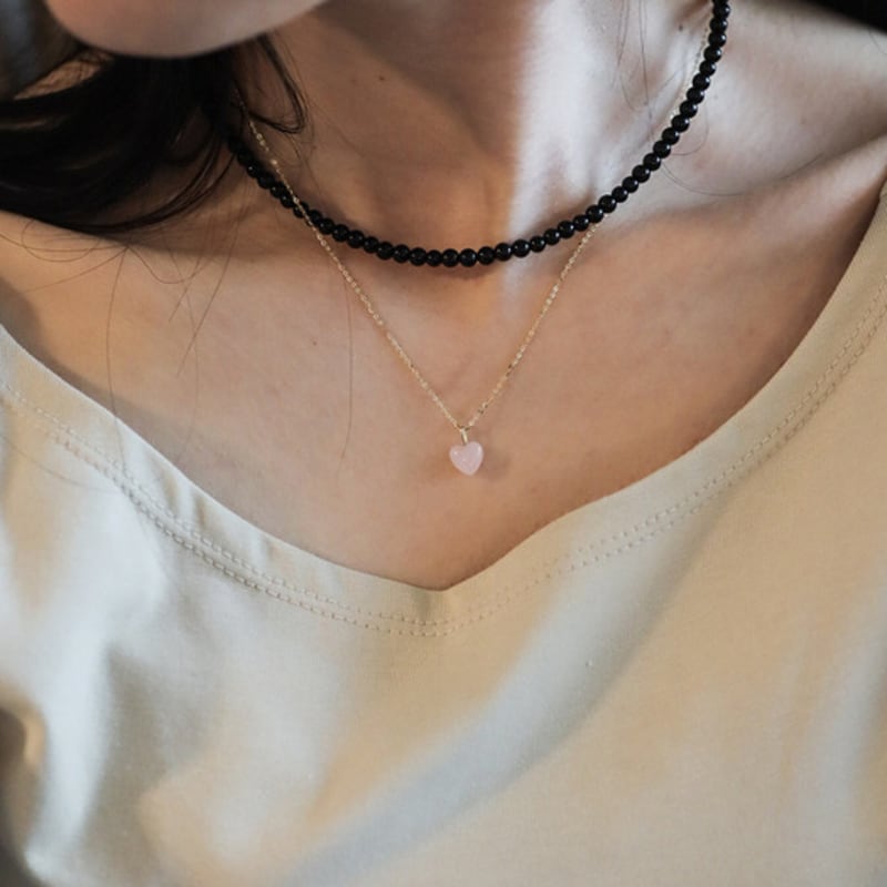 Modernlike 14k Gold-filled Silver Pink Quartz Crystal Heart Necklace