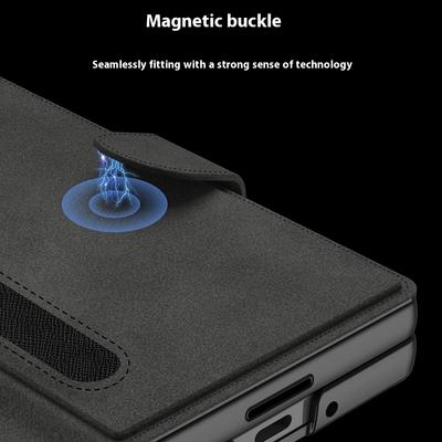 GKK Pro Samsung Galaxy Z Fold7 5G Stojánkové pouzdro s držákem na karty PU PC Tvrzené sklo Kryt na telefon Magnetické zavírání