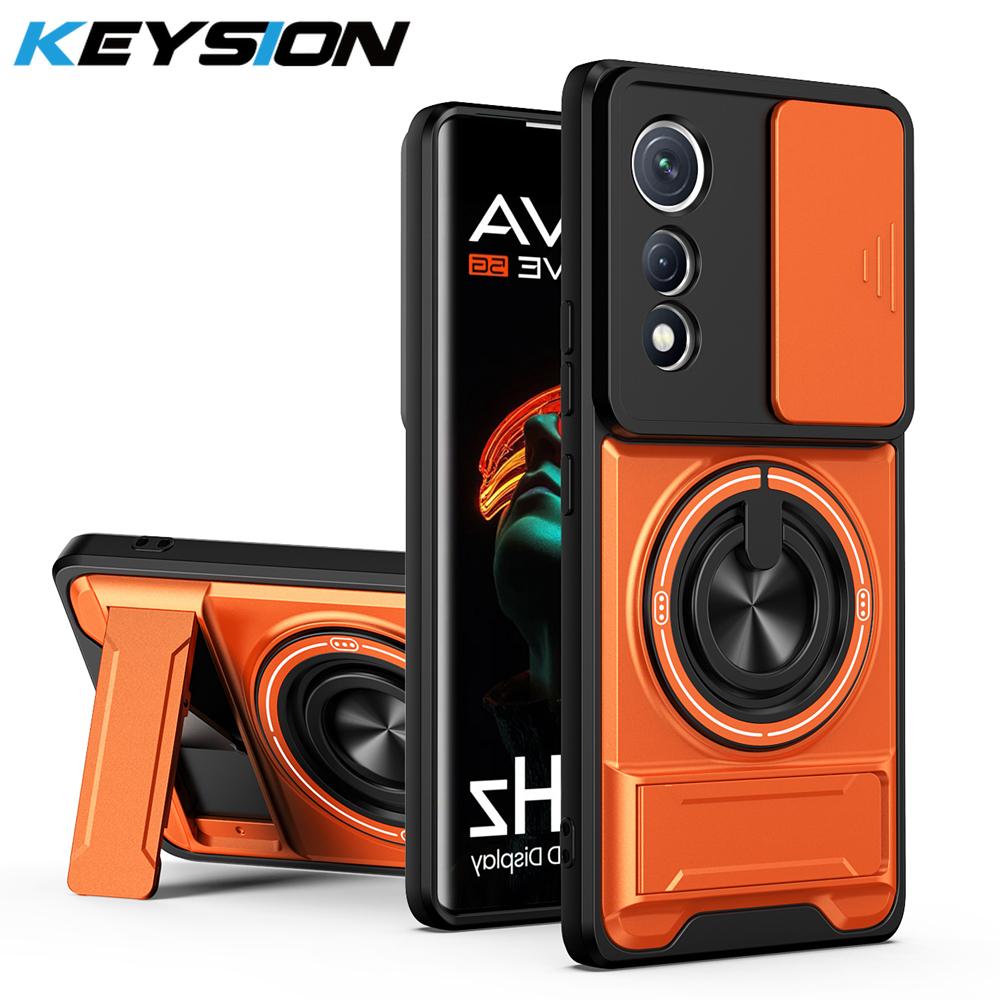 

KEYSION Magnetic Phone Case for TECNO Pova Curve 5G Slide Camera Protection Upright Kickstand 360° Ring Shockproof Back Cover for Pova Curve 5G оранжевый