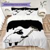 Line Art Sheep Pattern Bedding uilt Set uilt Cover Pillowcase Home Decoration Birthday Gift (1 * duvet cover + 2 * pillowcase without core)