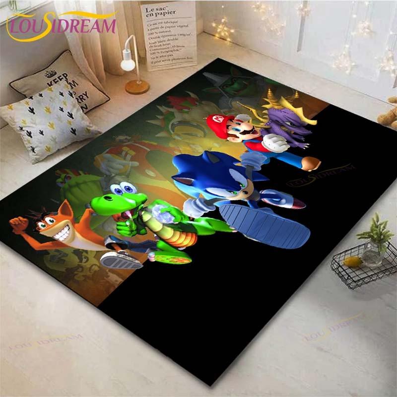 

Cartoon Mario Bros Carpets Kids Crawling Carpets Living Room Tea Table Mats Bedroom Rug Washable Floor Mats Household Area Mat 60cm x 90cm