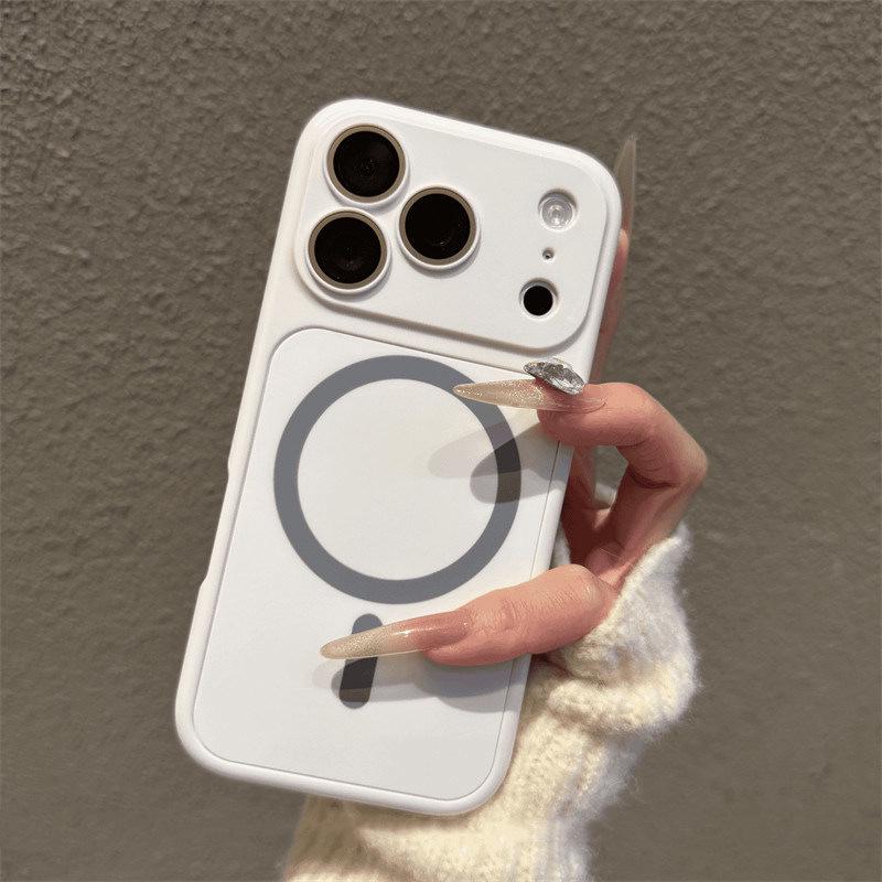 

Magnetic Matte Skin-Feel Case with Large Window for iPhone 16 & Compatible with Apple 17 Pro Max iPhone 13 Pro Max белый