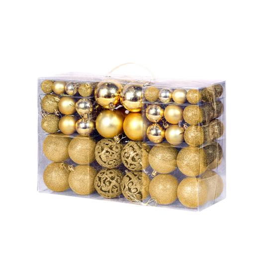 100 ks Vánoční koule ozdoby Plastové nerozbitné závěsné koule Dekorace na vánoční stromek Sváteční domácí párty dekor