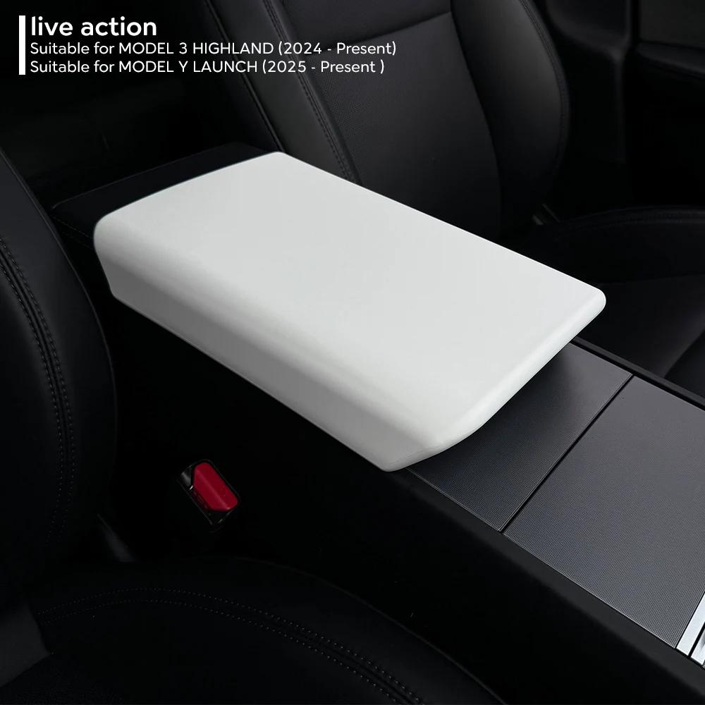 TPE Soft Center Console Armrest Cover for 2025 Tesla Model Y Juniper 2025 Model 3 Lid Accessories with Anti-Slip Waterproof