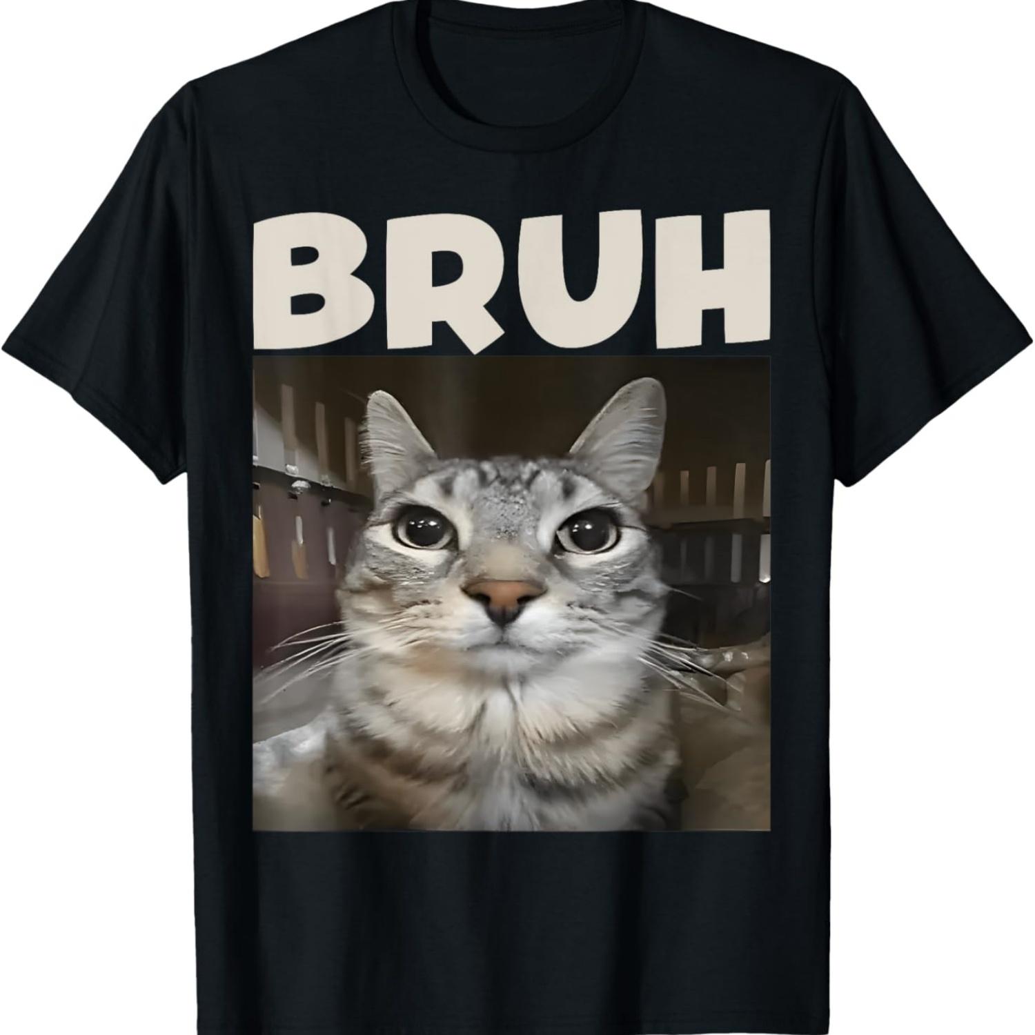 

Bruh Silly Cat Graphic Men Women Kids Funny Cat Memes T-Shirt S чёрный