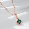 Fashion  Rose Gold Color Pendant Necklace For Women Full Shiny Green Natural Zircon Pendant Daily Fine Jewelry