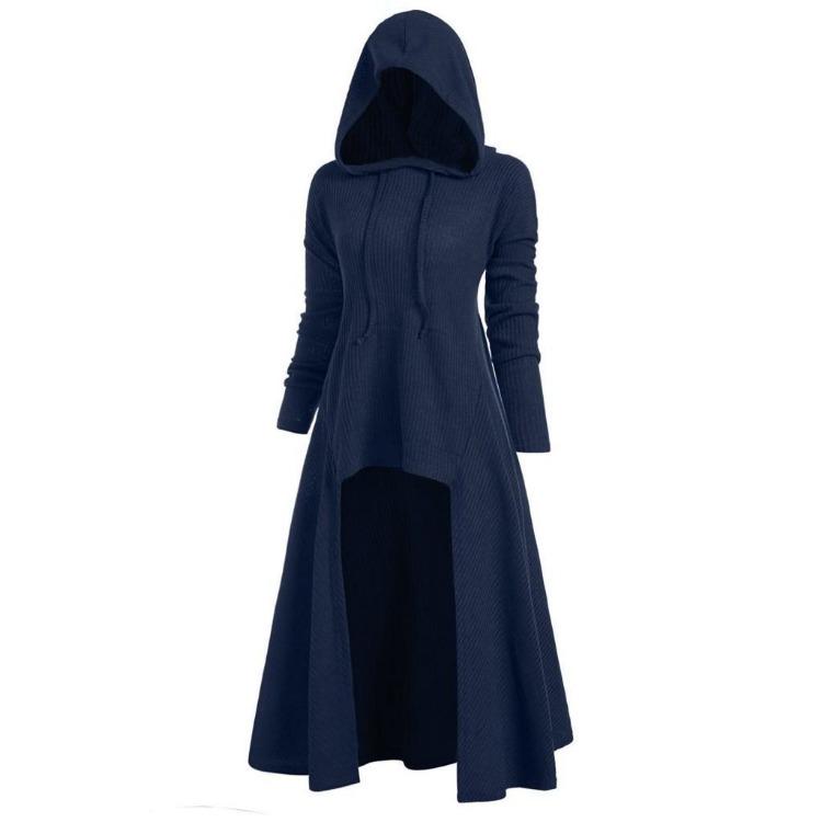 Top a mantella in maglia con cappuccio Retro Manica lunga Taglie forti Moda Abbigliamento Donna
