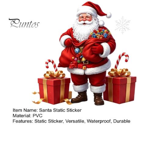 Xmas Decorative Decals Santa Claus Window Static Sticker, Reusable Waterproof PVC Christmas Decal, Winter Decorations HD Printing Clings for