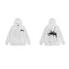 Mens Hooded Zip-Up Fleece-Lined Sweatshirt With Letter Print Casual Oversized Pullover Winter Jacket