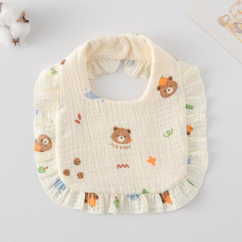 Ruffle Baby Drool Bibs: Pure Cotton Printed Lace Bibs