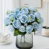 1PC Artificial Flowers Vase Home Decorations Accessories Wedding Peony Candy Arrangement Festival Silk Roses Bridal Bouquets Diy
