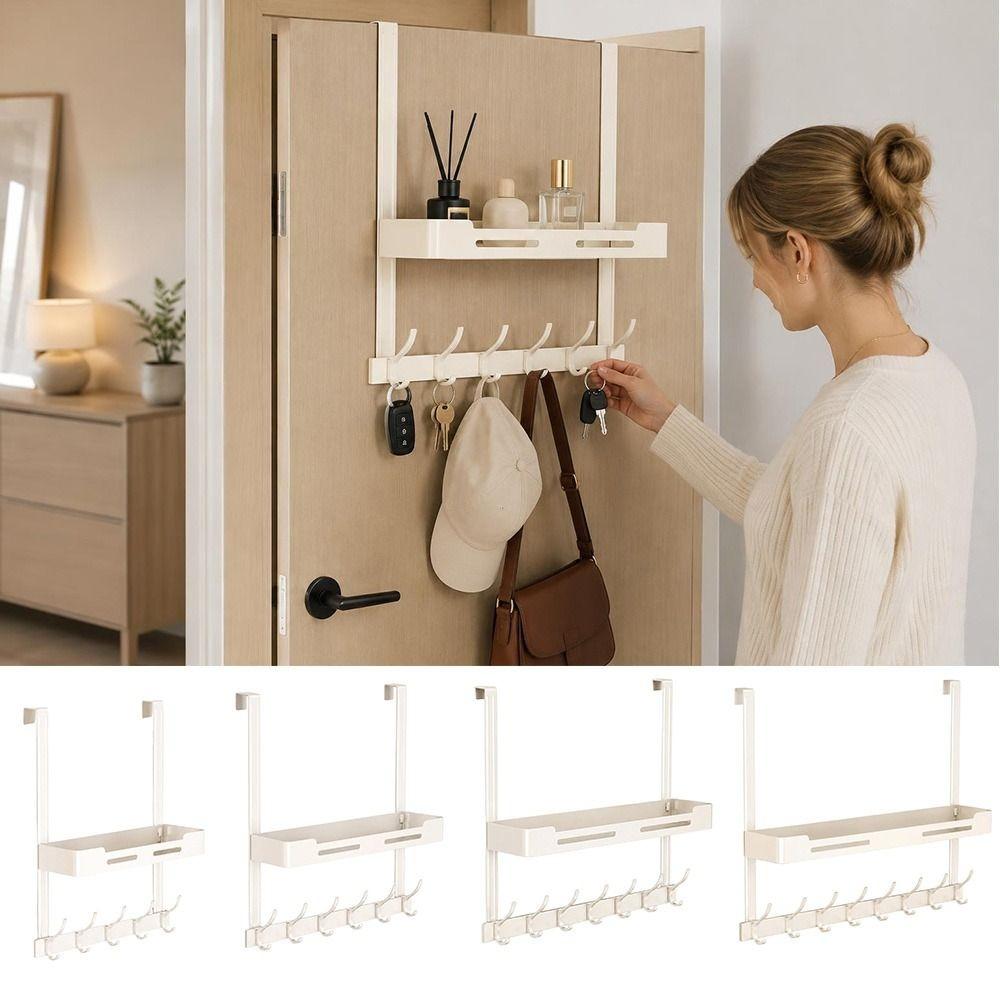 Adhesive Mounting Over The Door Hook Rack Aluminum Door Organizer Bathroom Storage