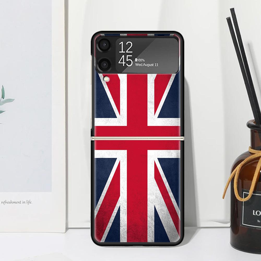 Union Jack England UK Flag Phone Case For Samsung Galaxy Z Flip 7 Flip7 Zflip 6 Flip6 5 Flip5 4 Flip4 3 Flip3 5G Fundas Black Co